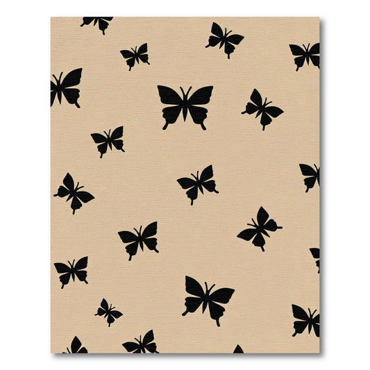Black Butterfly Pattern On Beige Rug