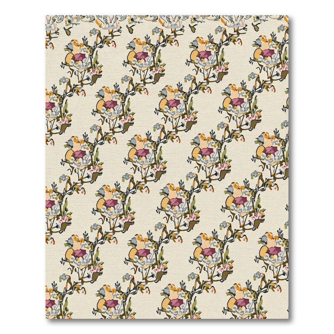 Abstract Floral BranchesCream Rug