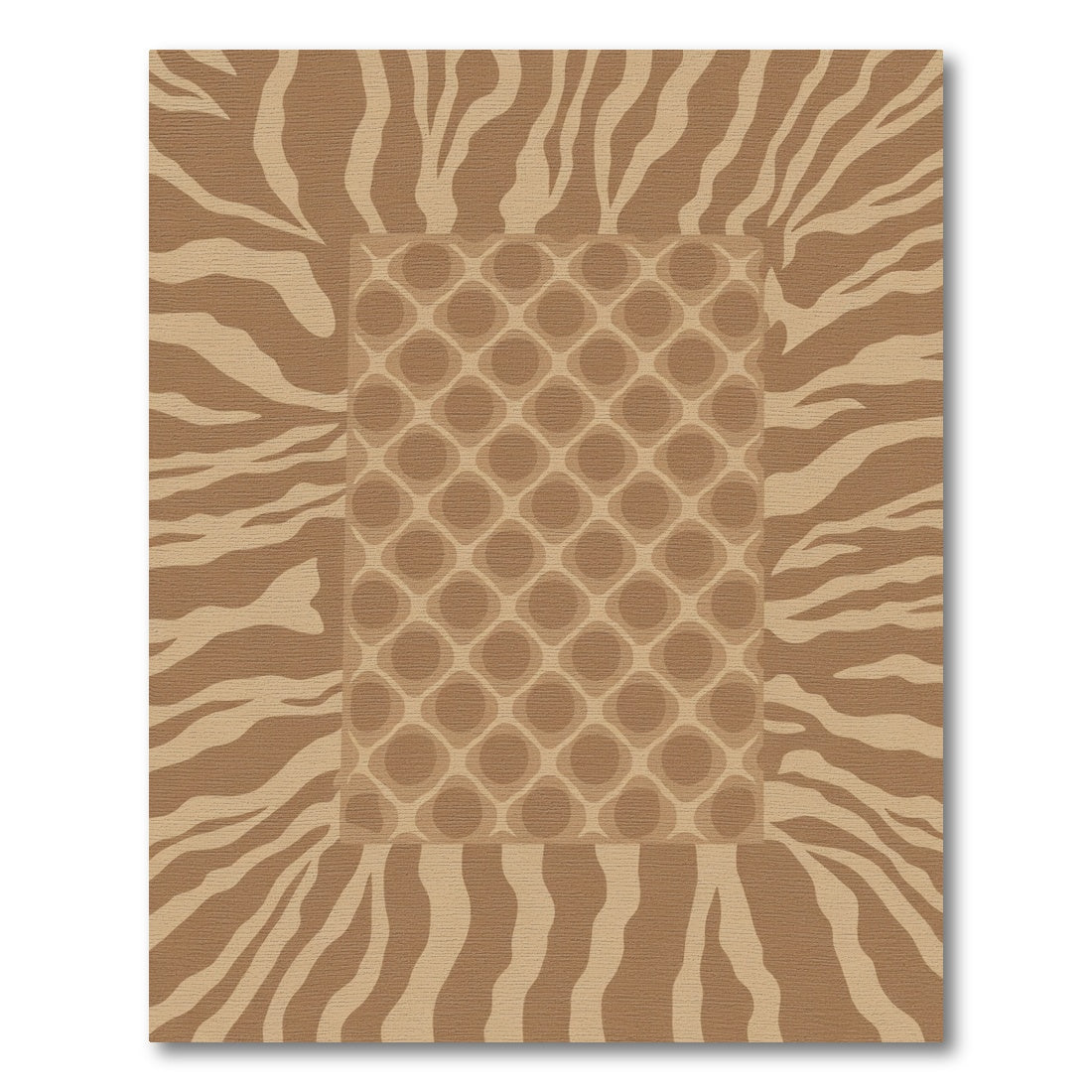 Brown Zebra Print Geometric Oval Rug