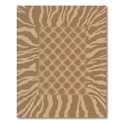 Brown Zebra Print Geometric Oval Rug