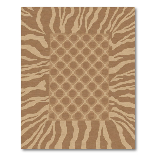 Brown Zebra Print Geometric Oval Rug