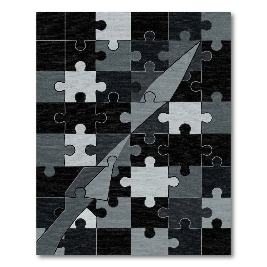Monochromatic Puzzle Piece Arrow Rug