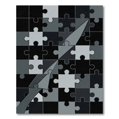 Monochromatic Puzzle Piece Arrow Rug
