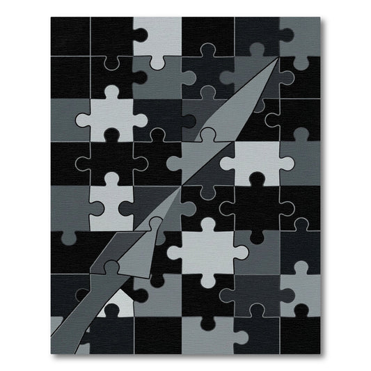 Monochromatic Puzzle Piece Arrow Rug