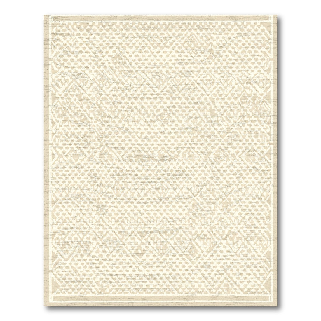 Textured Beige Diamond Stripe Rug