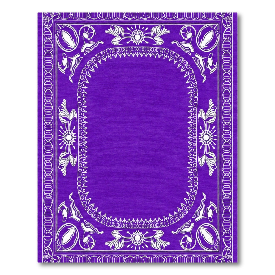 Bold Purple Floral Vine Border Rug
