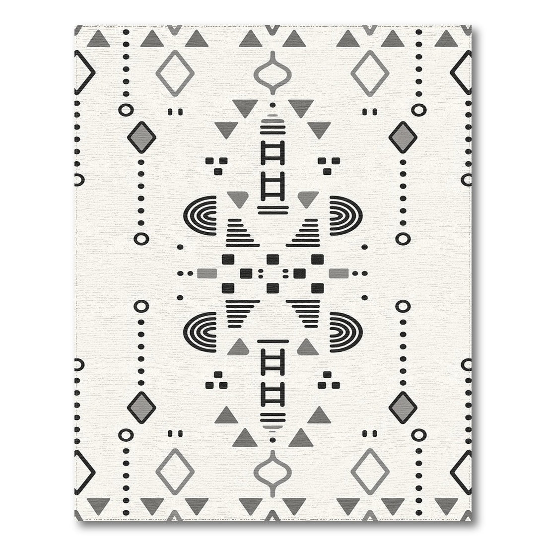 Black White Heritage Tribal Area Rug