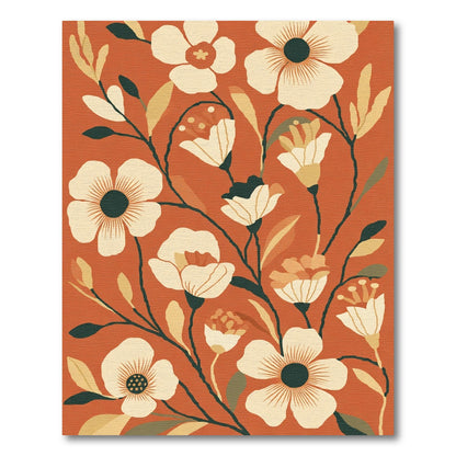 Terracotta Floral Bouquet Vines Rug