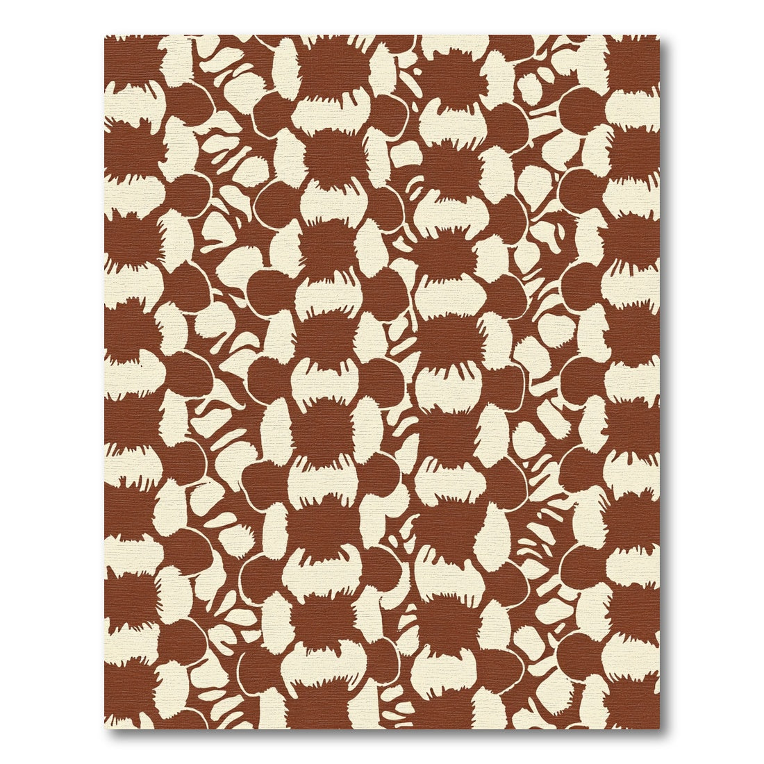 Brown Cream Abstract Floral Tile Rug