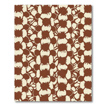 Brown Cream Abstract Floral Tile Rug