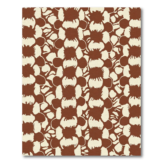 Brown Cream Abstract Floral Tile Rug