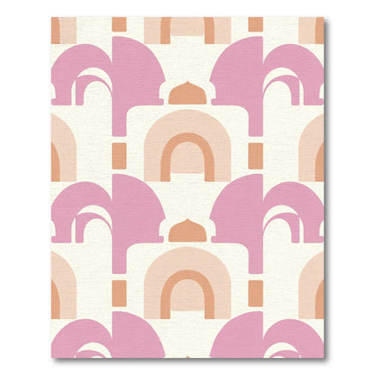 Pastel Pink Arch Rainbow Composition Rug