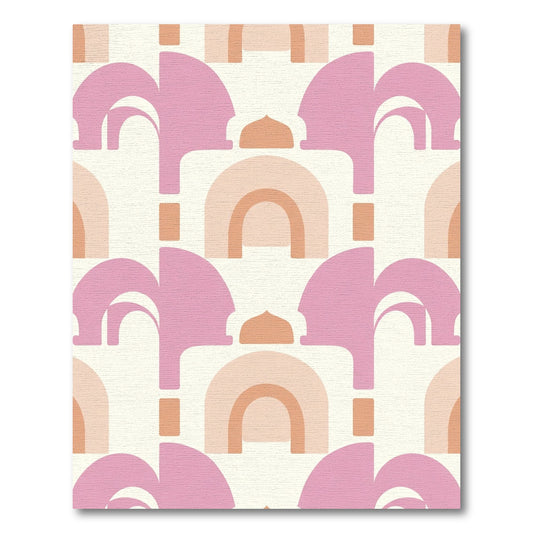 Pastel Pink Arch Rainbow Composition Rug