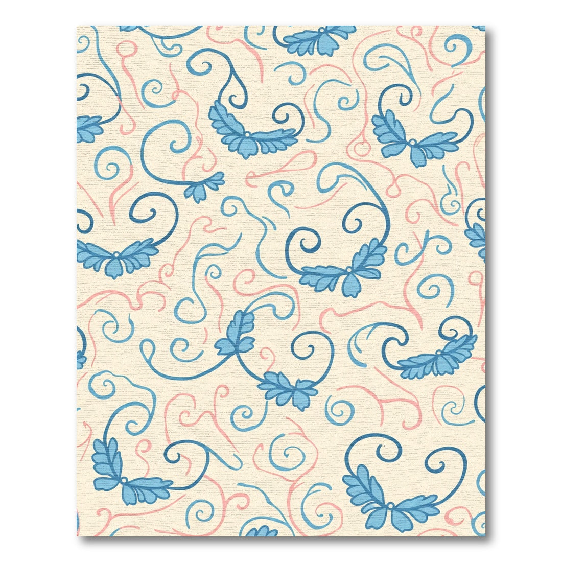 Light Cream Blue Pink Swirling Vines Rug