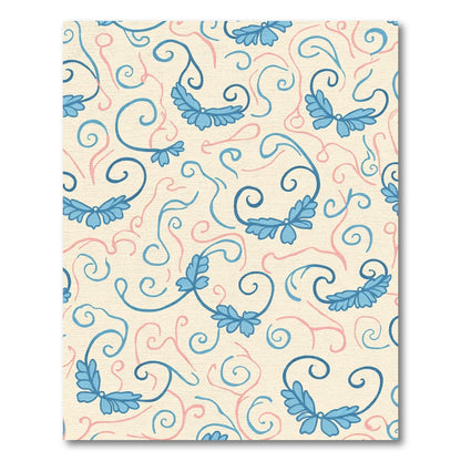 Light Cream Blue Pink Swirling Vines Rug