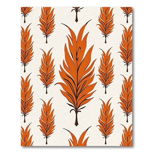Orange Feathered Flora Repeating Composition Rug
