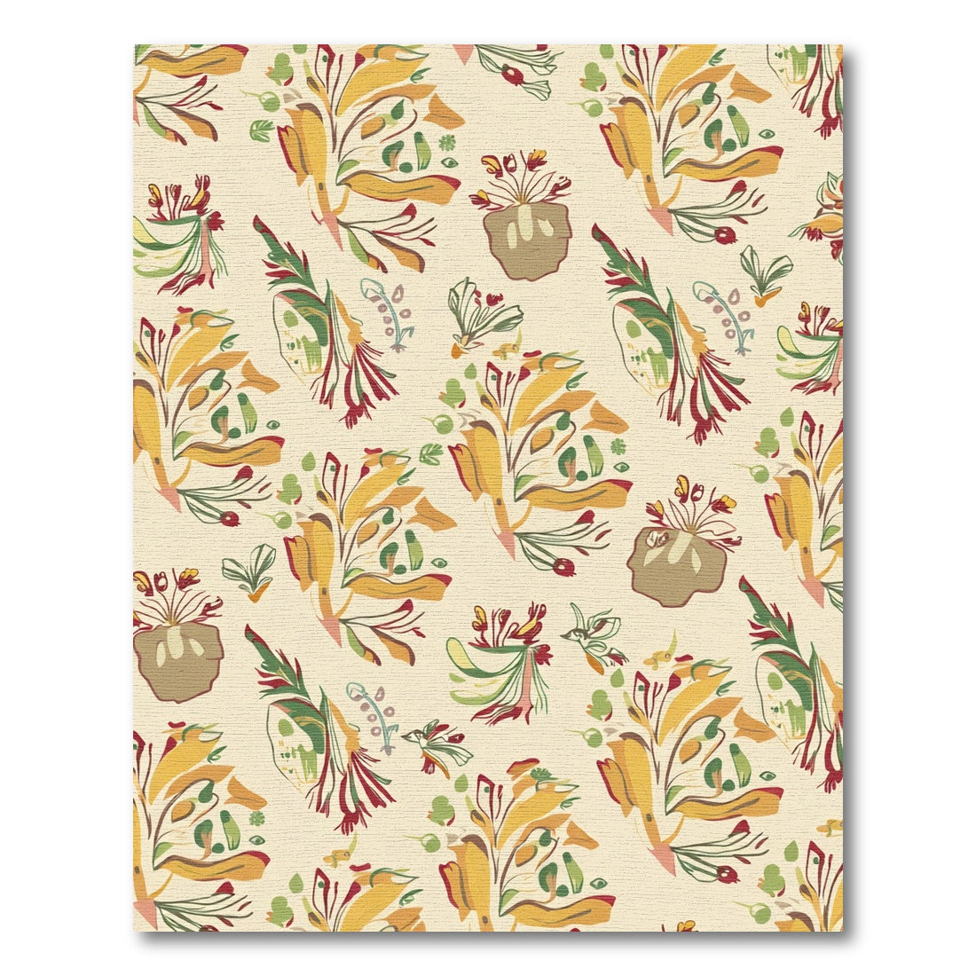 Earthy Abstract Floral Spray Rug