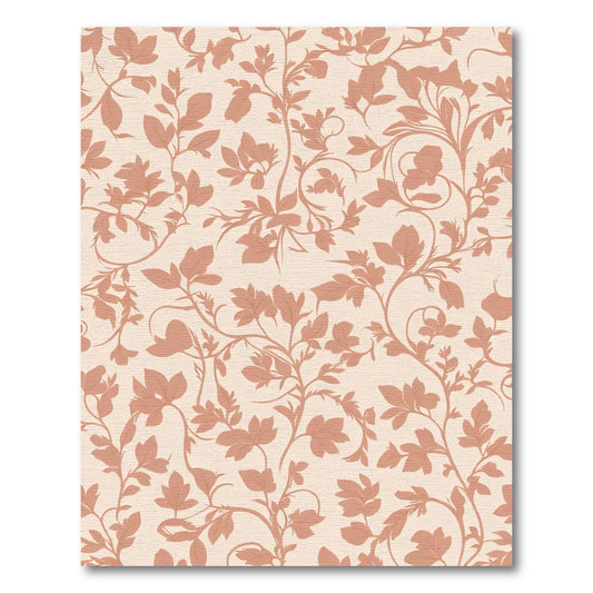 Terracotta Floral Vine Silhouette Rug