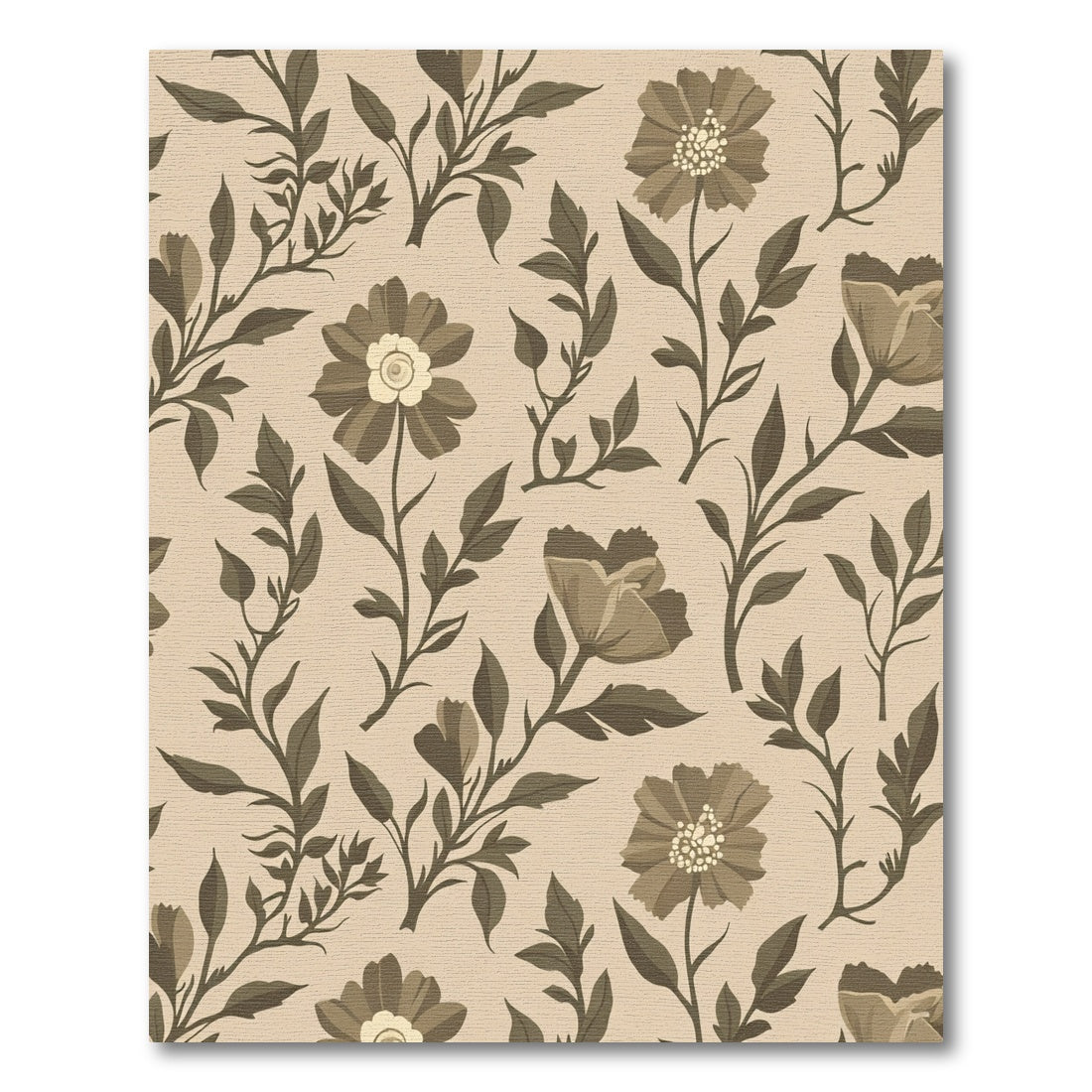 Vintage Sepia Floral Vine Composition Rug