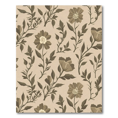 Vintage Sepia Floral Vine Composition Rug
