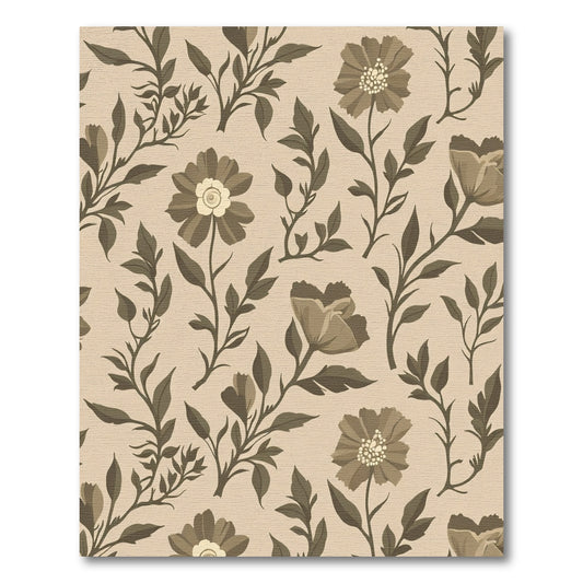 Vintage Sepia Floral Vine Composition Rug
