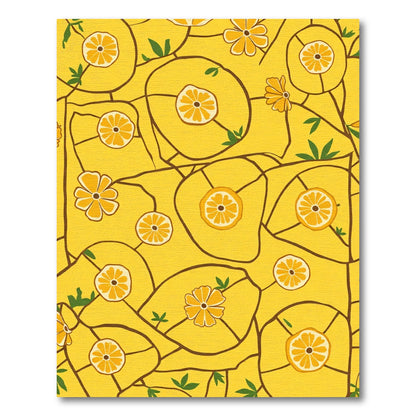 Sunny Yellow Citrus Floral Mosaic Rug
