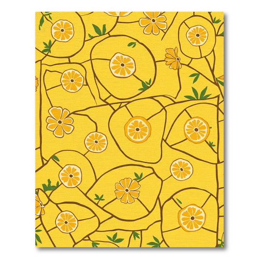 Sunny Yellow Citrus Floral Mosaic Rug