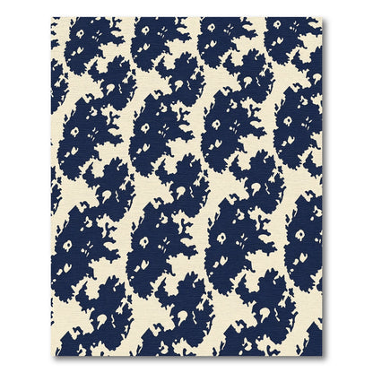 Navy Cream Abstract Organic Shapes Rug
