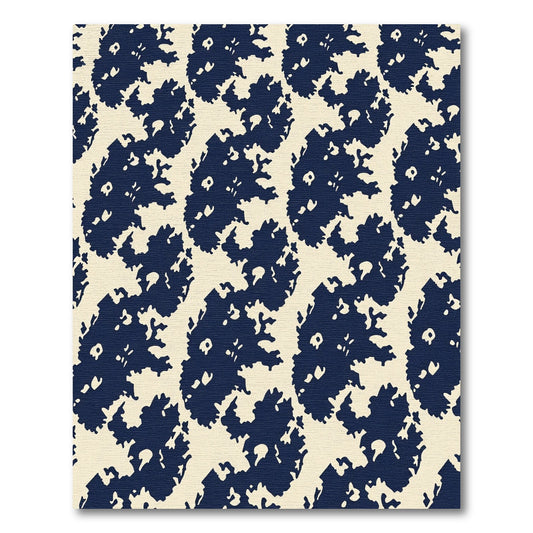 Navy Cream Abstract Organic Shapes Rug