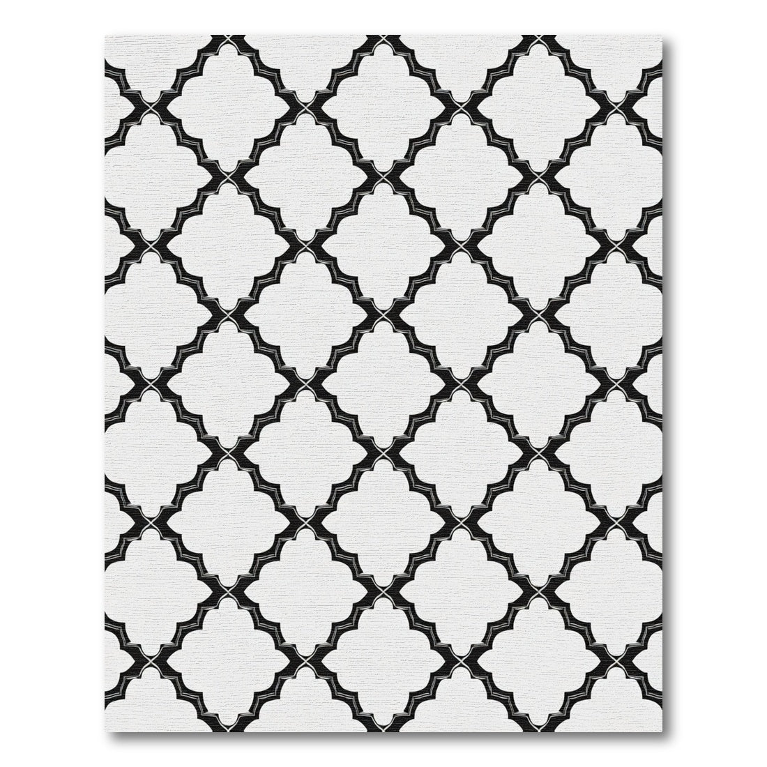 Monochromatic Quatrefoil Geometric Interlocking Rug