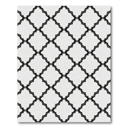 Monochromatic Quatrefoil Geometric Interlocking Rug