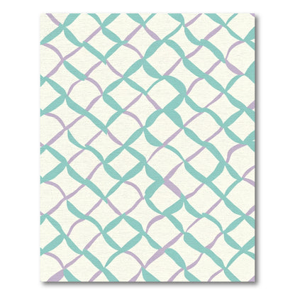 Pastel Teal Lavender Woven Lattice Rug