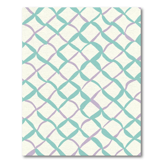 Pastel Teal Lavender Woven Lattice Rug