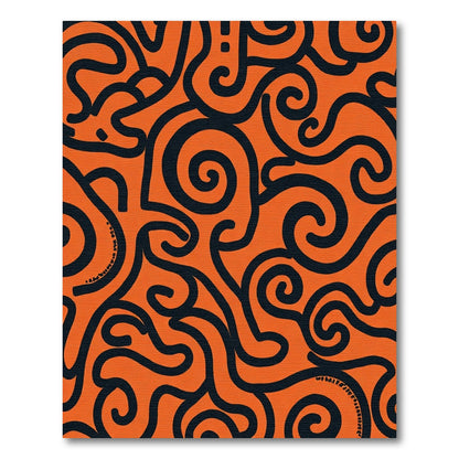 Bold Orange Swirl Abstract Ribbon Rug