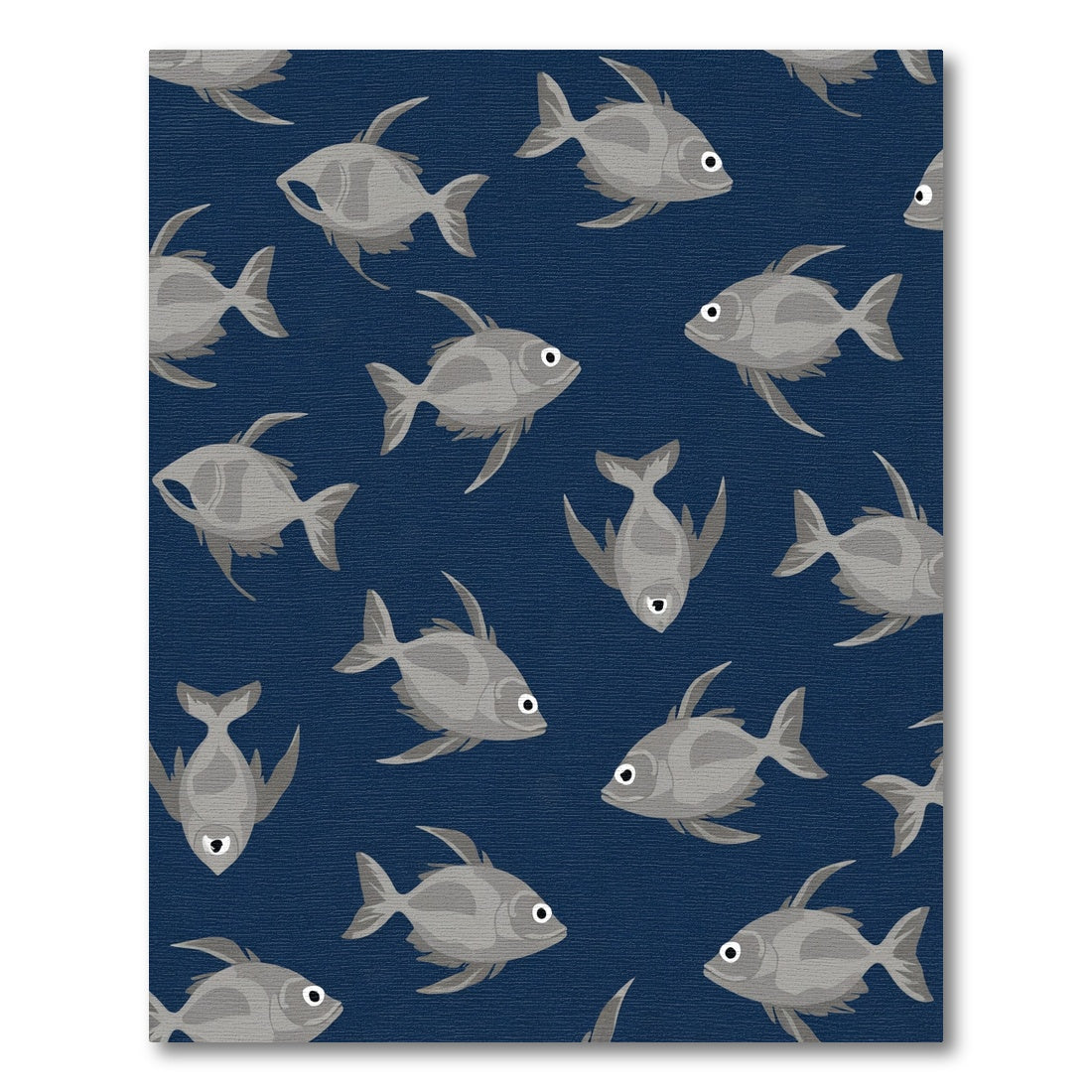 School of Gray Fish Blue Background Rug