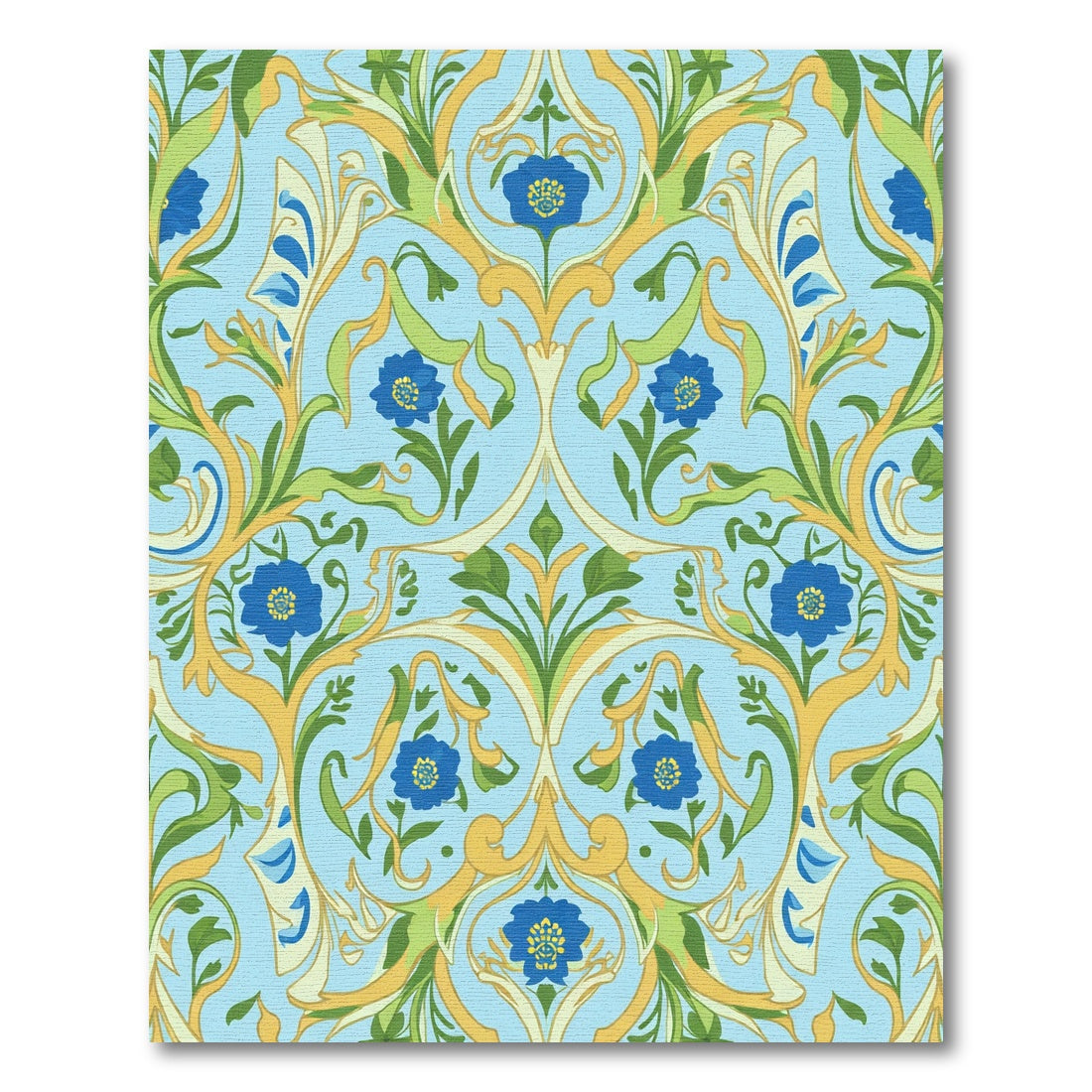 Light Blue Floral Vine Art Nouveau Rug