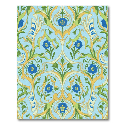 Light Blue Floral Vine Art Nouveau Rug