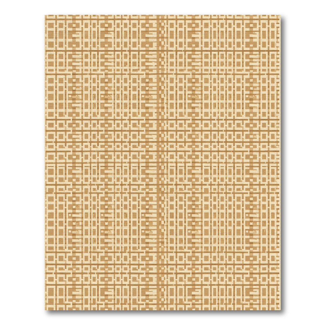 Geometric Tan Lattice Weave Rug