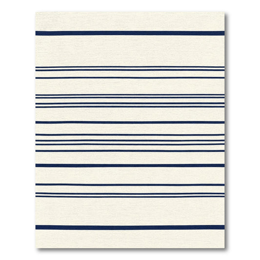Navy White Thin Stripe Rug