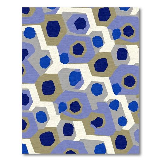 Abstract Cobalt Hexagon Mosaic Rug