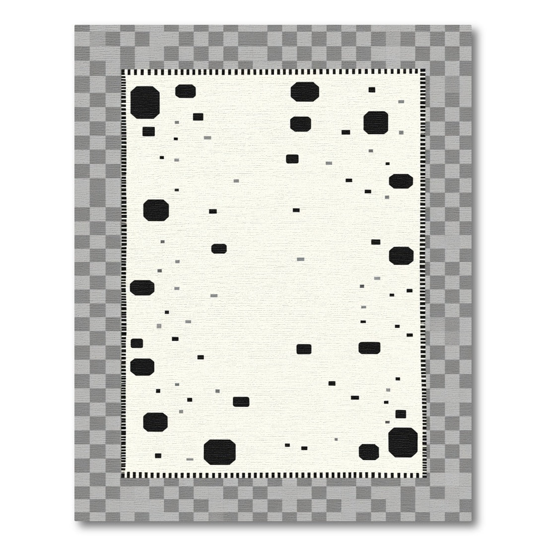 Cream Black Spotted Geometric Layout Rug