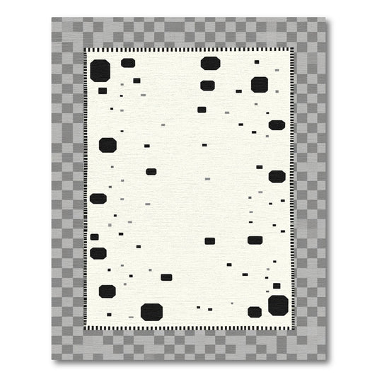 Cream Black Spotted Geometric Layout Rug