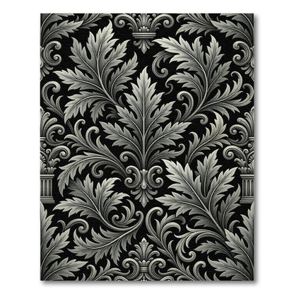 Baroque Acanthus Swirl Black Ivory Rug