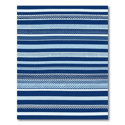 Deep Blue Horizontal Stripe Collection Rug