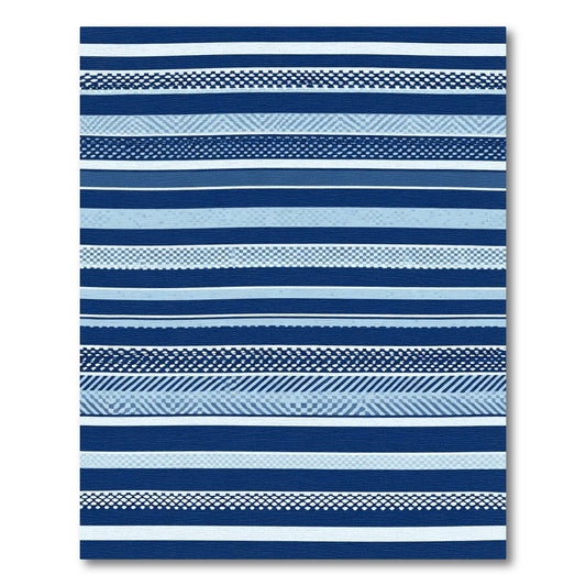 Deep Blue Horizontal Stripe Collection Rug