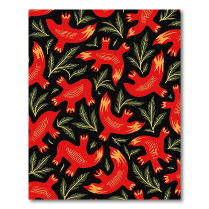 Bold Red Bird Foliage Harmony Rug