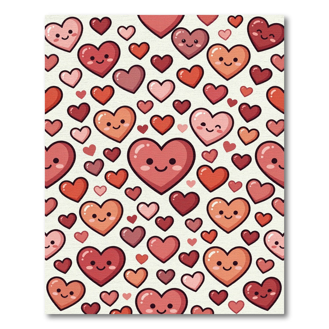 Cute Red Heart Pattern Rug