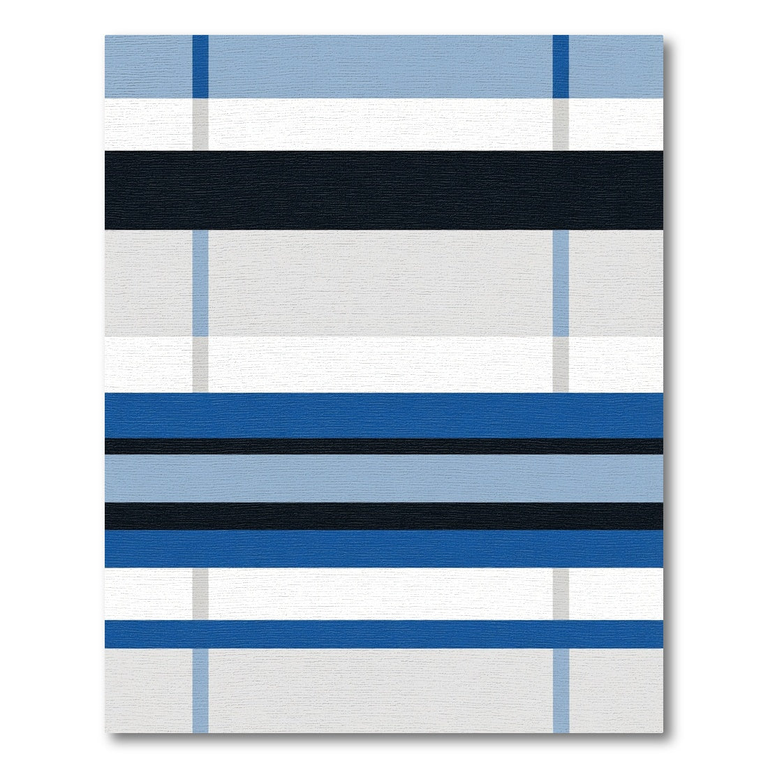 Modern Blue White Horizontal Stripe Rug