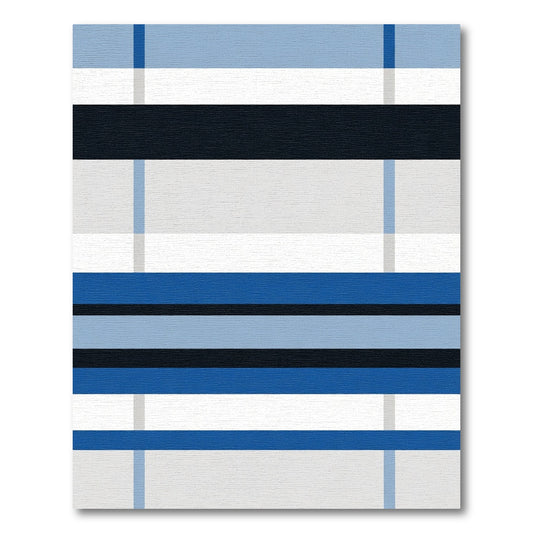 Modern Blue White Horizontal Stripe Rug