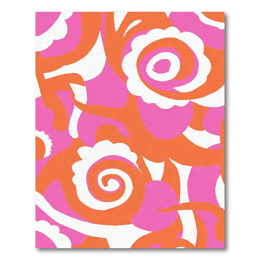 Vibrant Pink Orange Swirl Floral Rug
